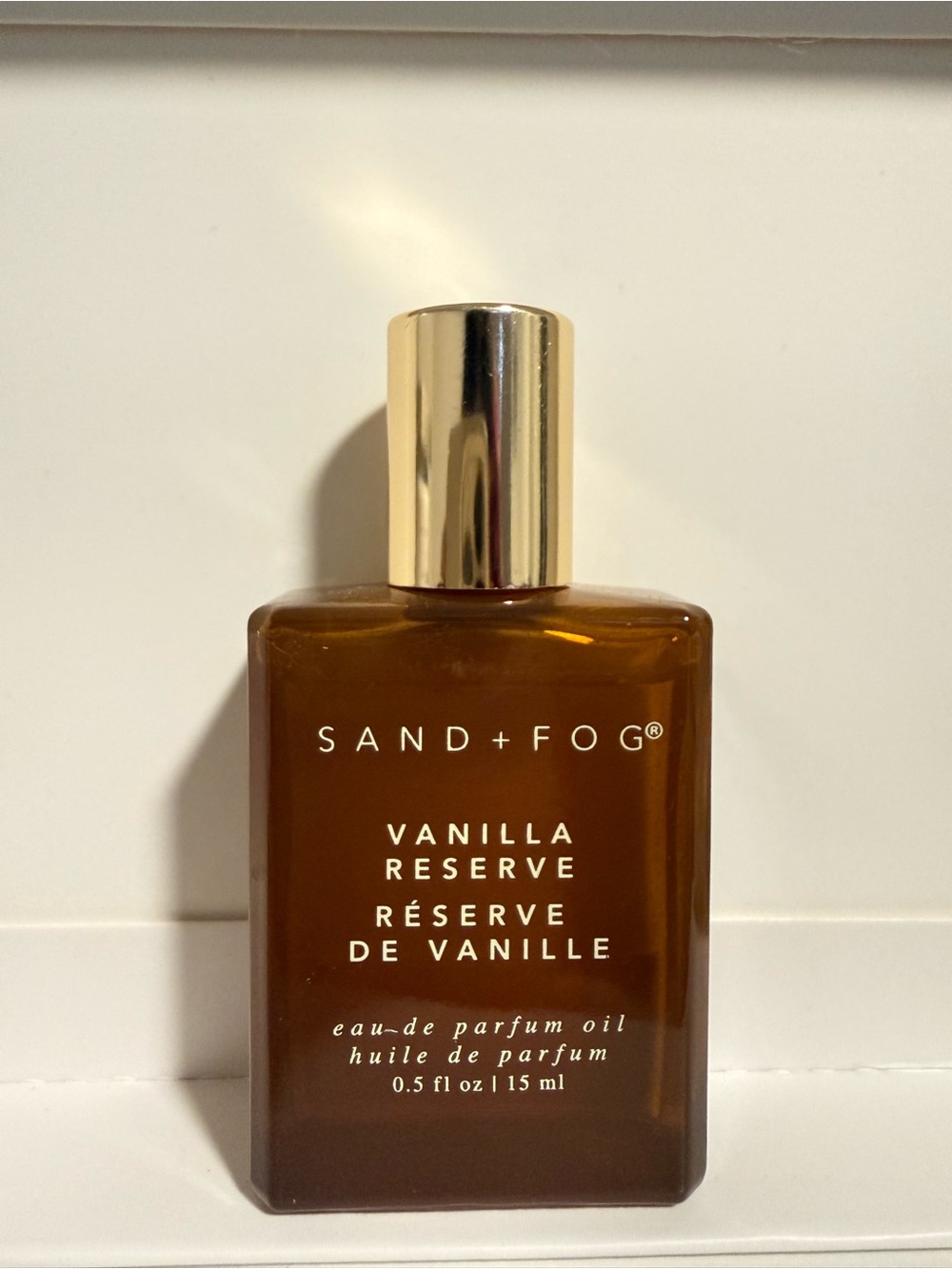 Sand+Fog Vanilla Reserve Eau de Parfum Oil — Amber Brown Bottle with Gold Cap